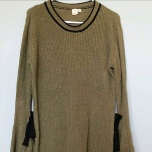IJoah Boho Casual Green Bell Sleeve Boho Knit Sweater Large